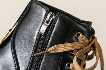 Women's Round Toe Boots Side Zipper