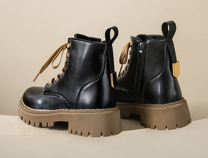 Women's Ankle Boots Side Zip Lace Up
