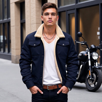Men's Sherpa Lined Winter Jacket Warm Insulation