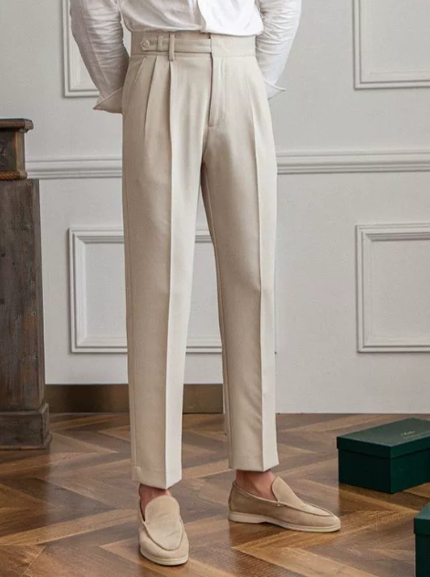 Men's Tailored Trousers Lightweight Flat Front Straight Leg