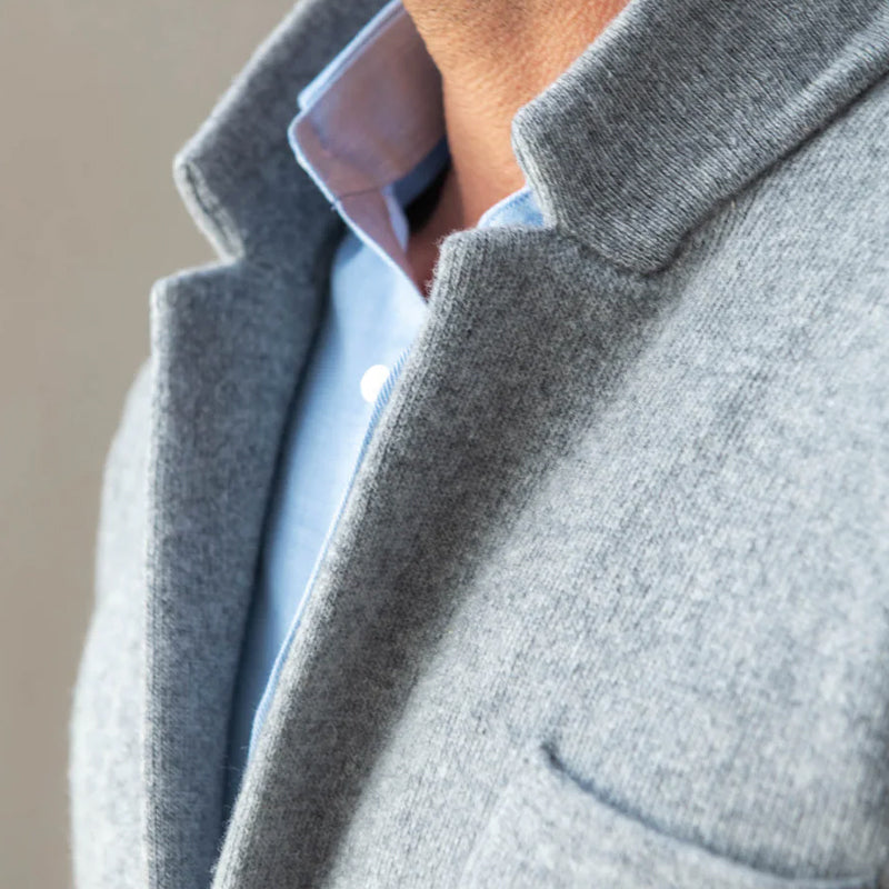 Men's Classic Elegant Knitted Jacket - Premium Poly-Blend, Two-Button Closure