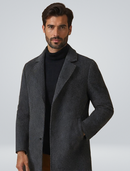 Men's Longline Overcoat Button Front Winter Coat