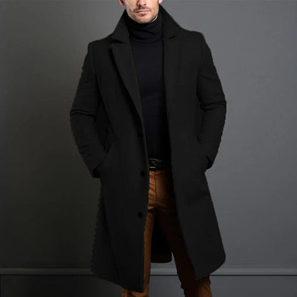 Men's Longline Overcoat Button Front Winter Coat