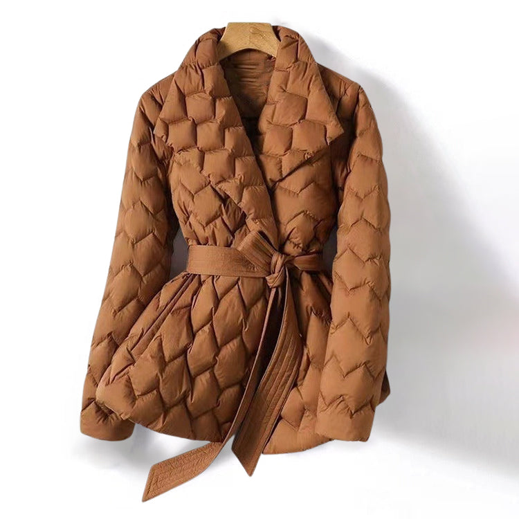 Women's Down Jacket Tailored Warm Geometric Black - VibreMode