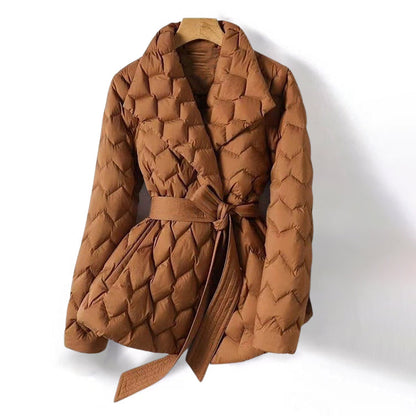 Women's Down Jacket Tailored Warm Geometric Black - VibreMode
