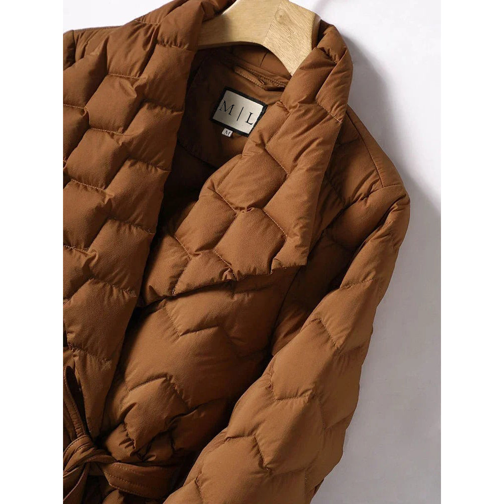 Elise Leroy Chic Women's Down Jacket: Elegant Tailored Warmth, Geometric Style