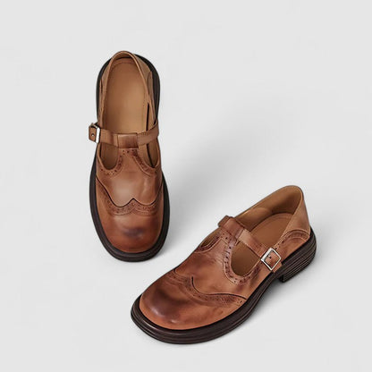 Emily | Classic Women’s Leather T-Strap Shoes Caliboot
