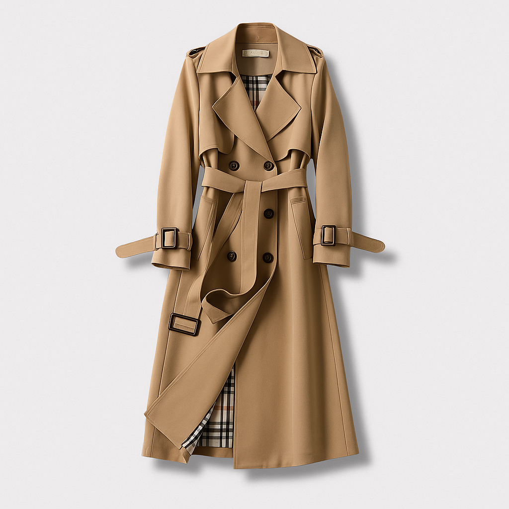 Women's Classic Trench Coat Timeless Design - VibreMode