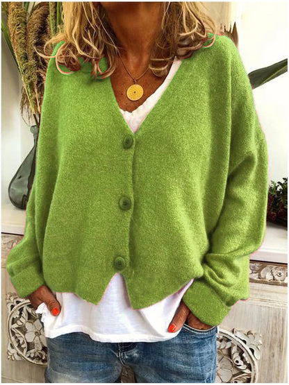 Women's V-Neck Cardigan Button Front Knit