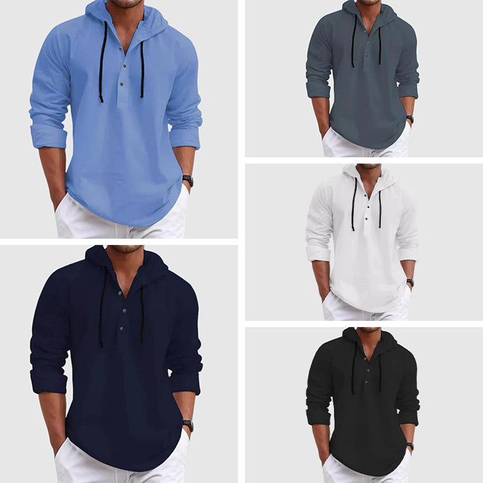 Felix Grant Men's Casual Weekend Hooded Shirt - Soft Cotton Blend Long Sleeve