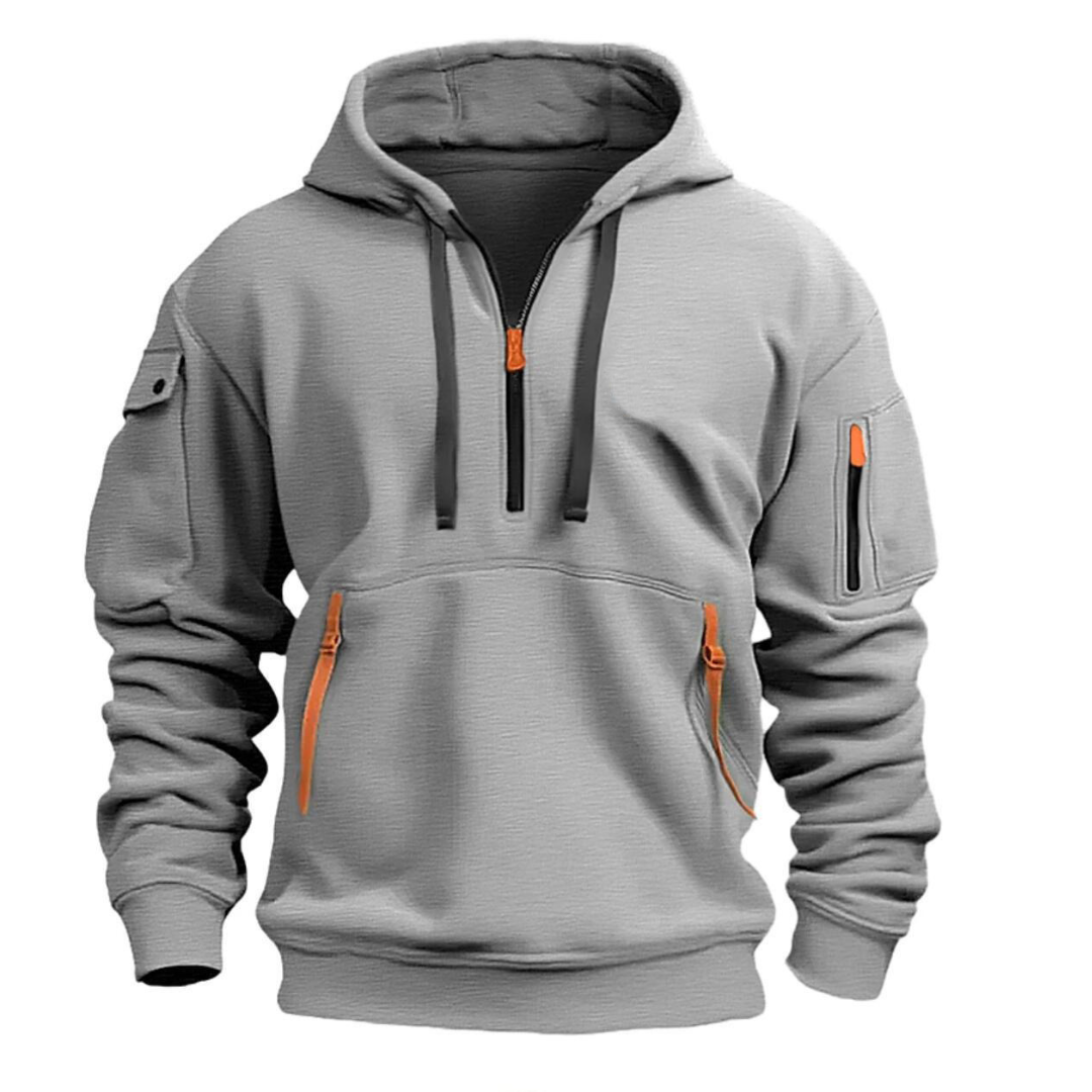 Men's Utility Hoodie Half-Zip Water-Resistant Zip Pockets Black