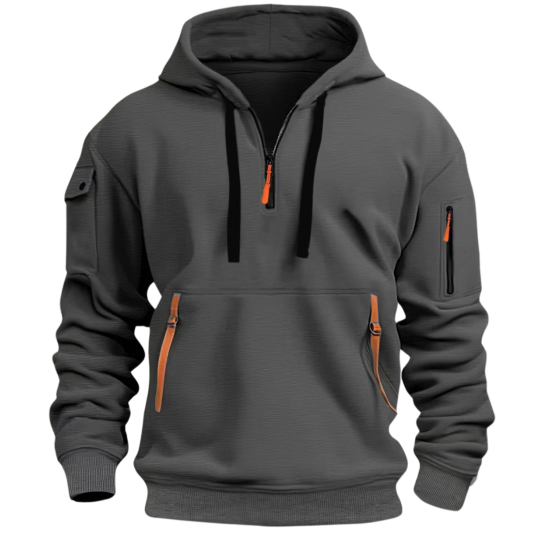 Men's Utility Hoodie Half-Zip Water-Resistant Zip Pockets Black