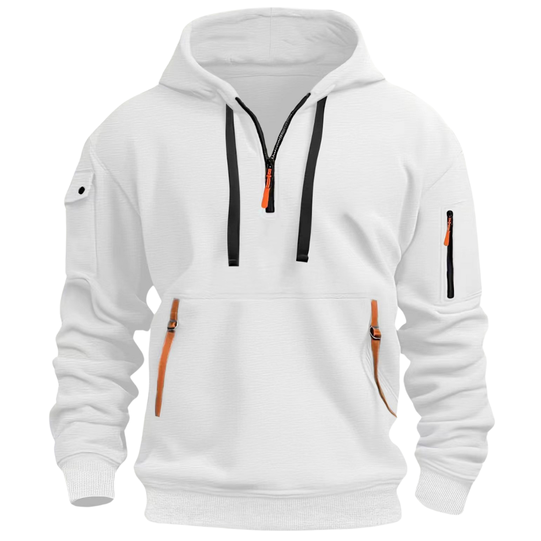 Men's Utility Hoodie Half-Zip Water-Resistant Zip Pockets Black