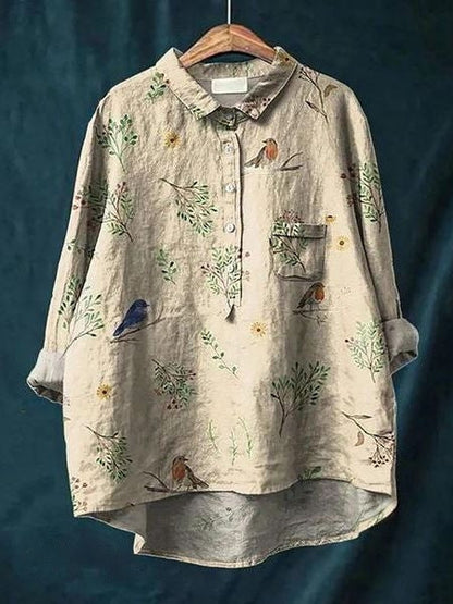 Women's Floral Print Blouse Button Front