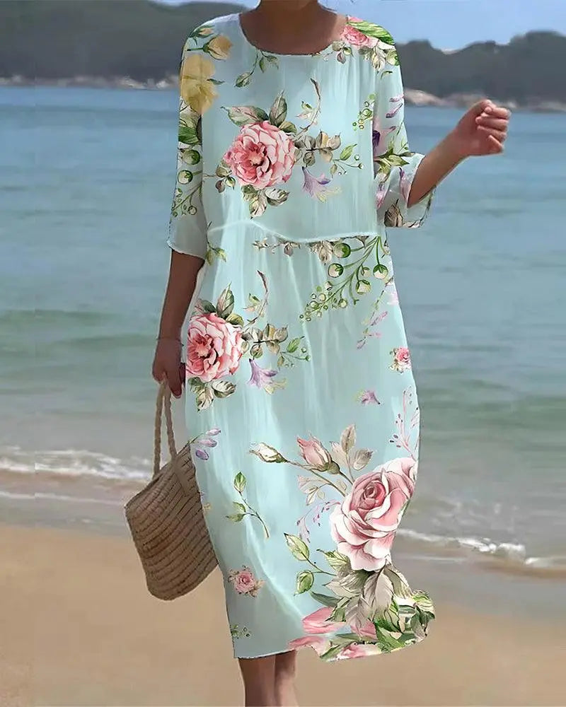 Women's Floral Dress Elegant Fit - VibreMode