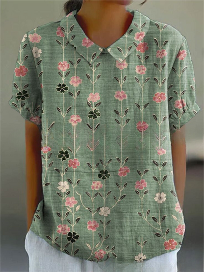 Women's Floral Print Blouse Collared