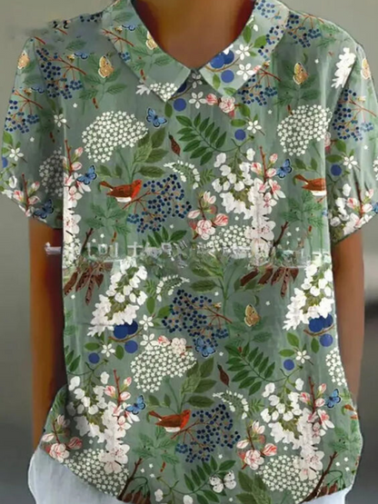 Women's Floral Blouse Vintage Print