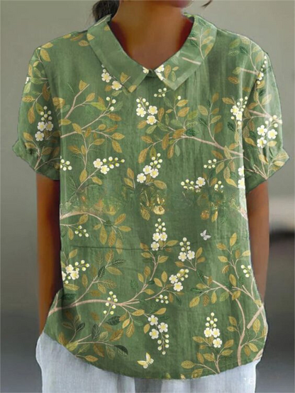 Women's Floral Blouse Short Sleeves