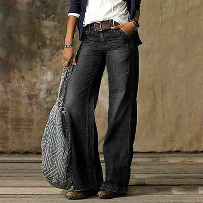 Women's High Waist Wide Leg Jeans Denim Retro Flare