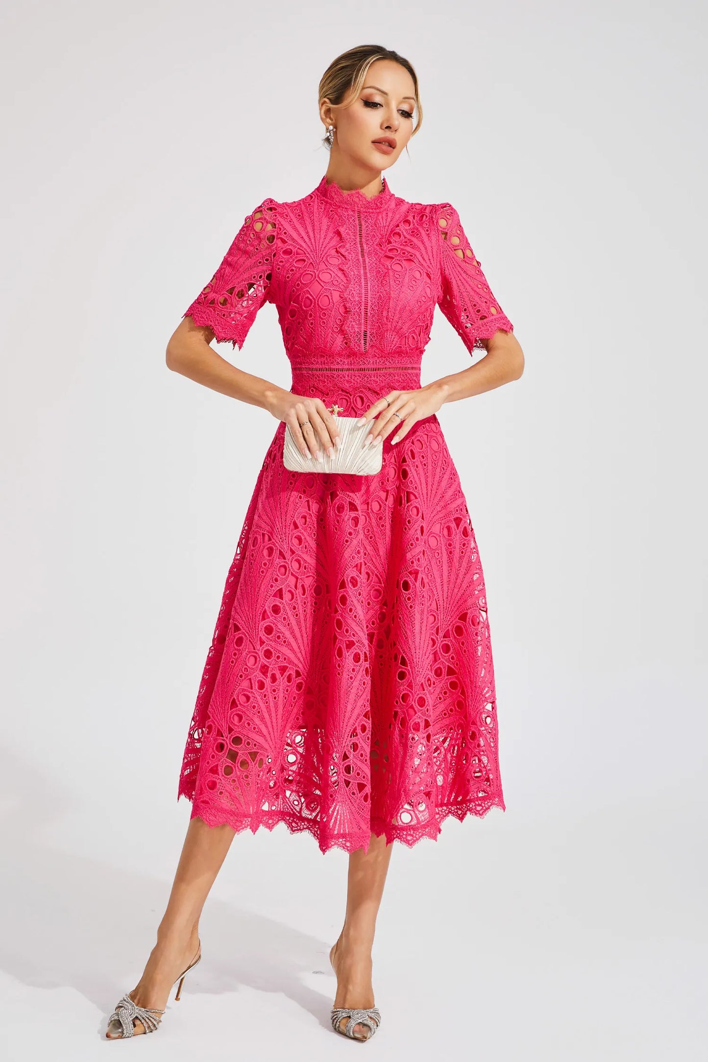 Women's Lace Midi Dress Elegant - VibreMode