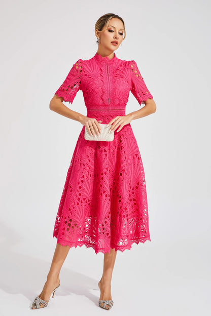 Women's Lace Midi Dress Elegant - VibreMode