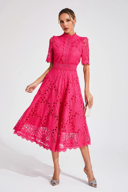 Women's Lace Midi Dress Elegant