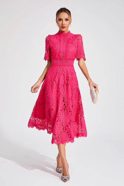 Women's Lace Midi Dress Elegant