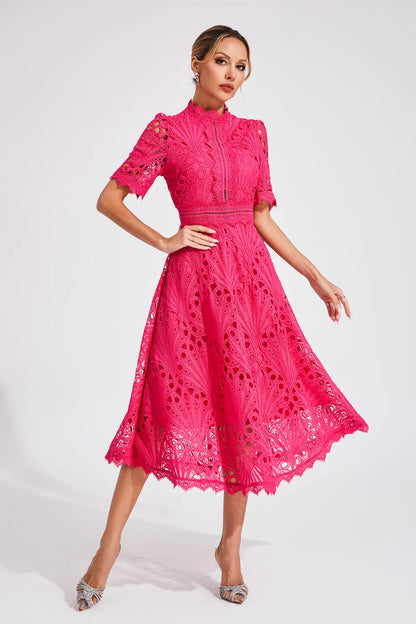 Women's Lace Midi Dress Elegant