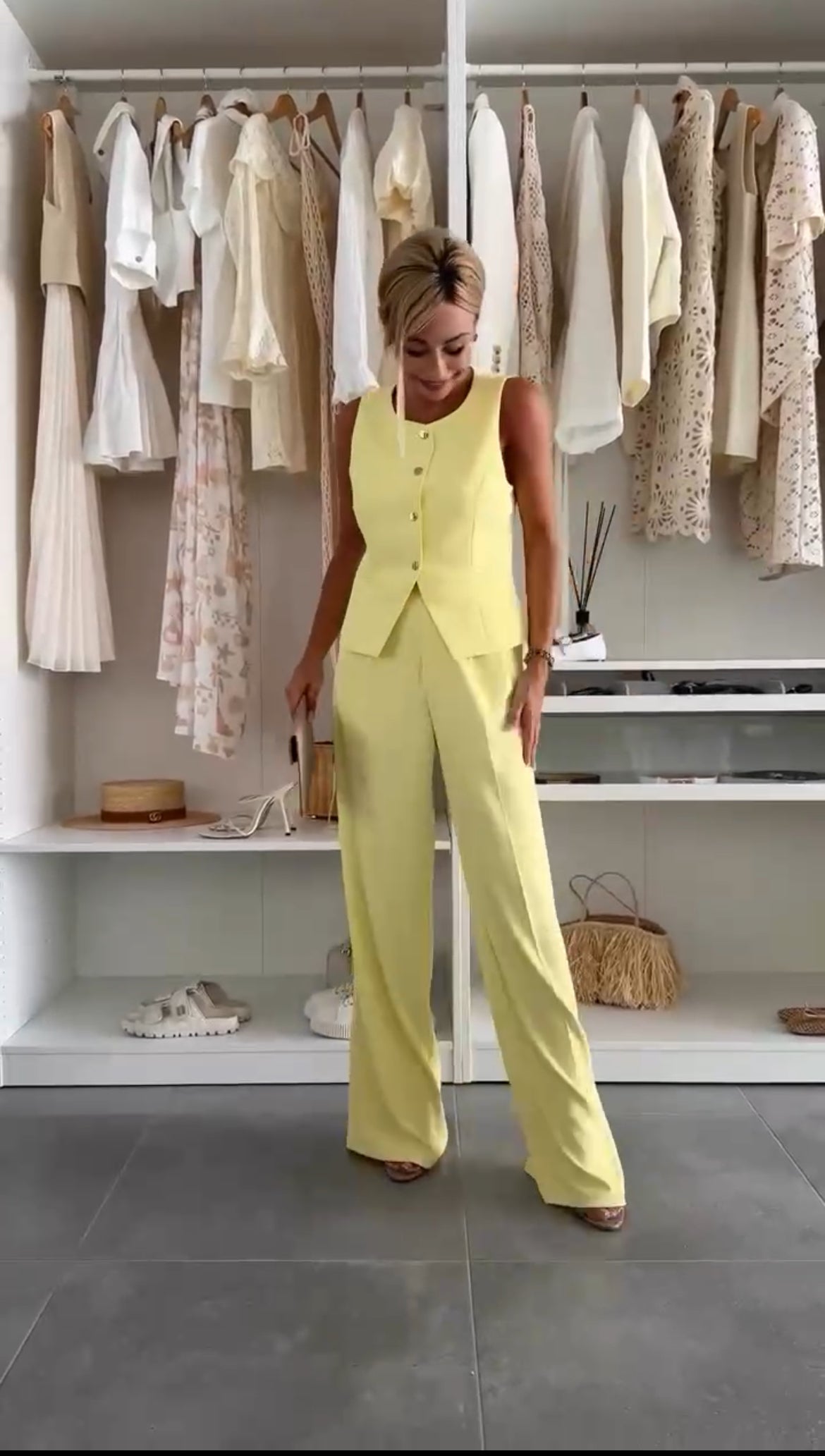 Women's Trousers And Vest Set Sleeveless Button - VibreMode