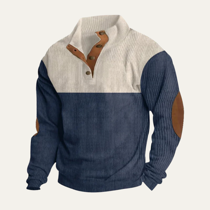 Men's Corduroy Sweater Two Tone Elbow Patches
