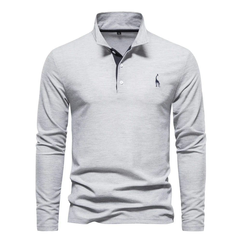 Men's Long Sleeve Polo Jumper Cotton Classic Collar