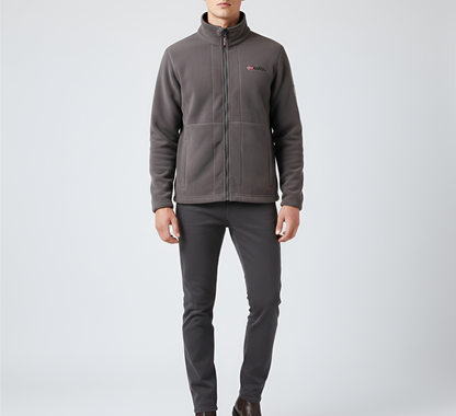 Men's Full Zip Fleece Jacket Stand Collar Outdoor Casual Layer