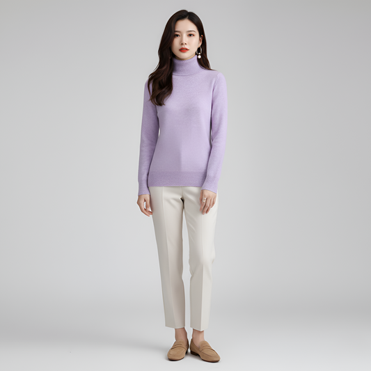 Women's Slim Fit Turtleneck Sweater Long Sleeve Pullover - VibreMode