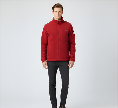 Men's Full Zip Fleece Jacket Stand Collar Outdoor Casual Layer