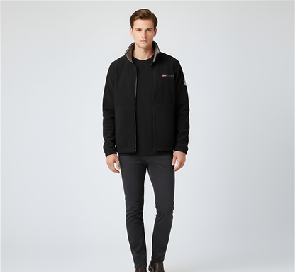 Men's Full Zip Fleece Jacket Stand Collar Outdoor Casual Layer