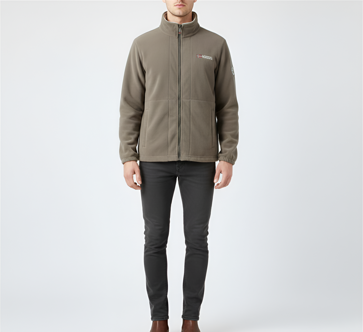 Men's Full Zip Fleece Jacket Stand Collar Outdoor Casual Layer