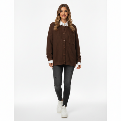 Women's Oversized Knit Cardigan With Pockets