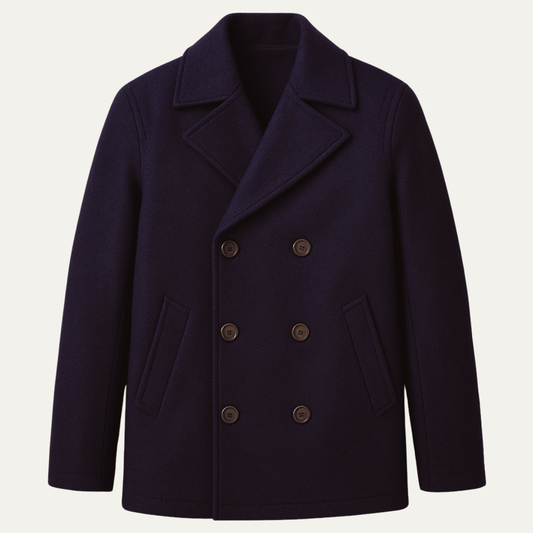Men's Slim Fit Wool Peacoat - VibreMode