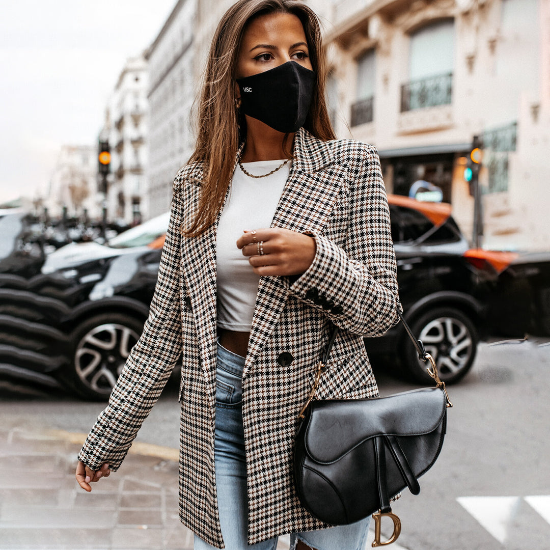 Women's Checkered Cotton Blazer Tailored Fit - VibreMode