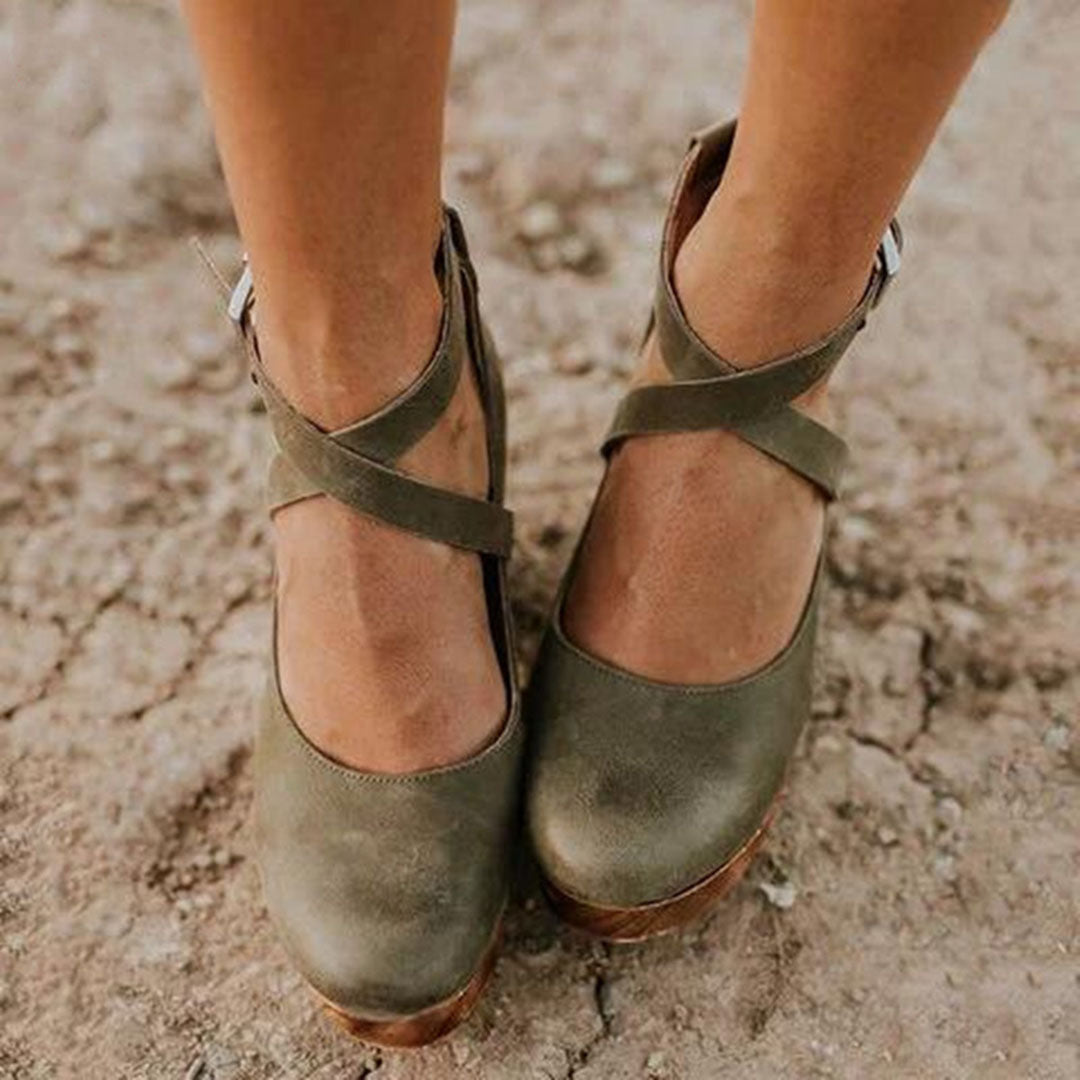 Women's Platform Mary Jane Shoes Buckle Strap