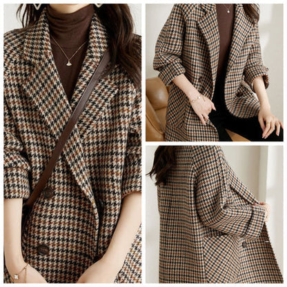 Classic Ladies Plaid Coat with Fleece Lining