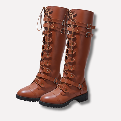 Women's Lace-Up Boots Buckle Detail