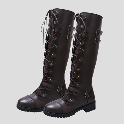 Women's Lace-Up Boots Buckle Detail