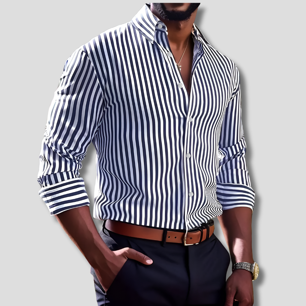 Cotton Striped Dress Shirt - VibreMode
