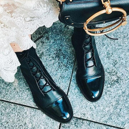 Women's Lace-Up Low Heel Boots