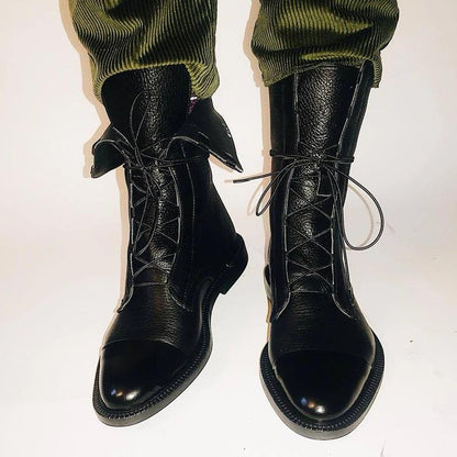 Women's Ankle Boots Lace Up Flat Heel