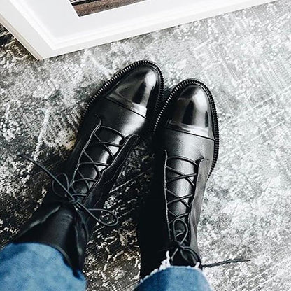Women's Lace-Up Low Heel Boots