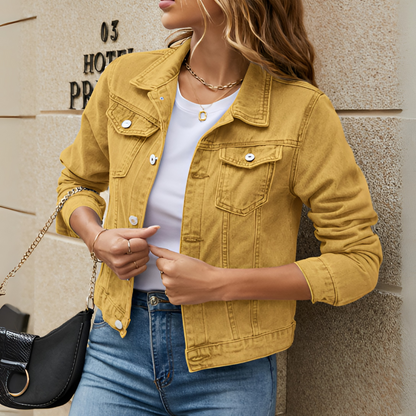 Women's Classic Denim Jacket Button Down Blue
