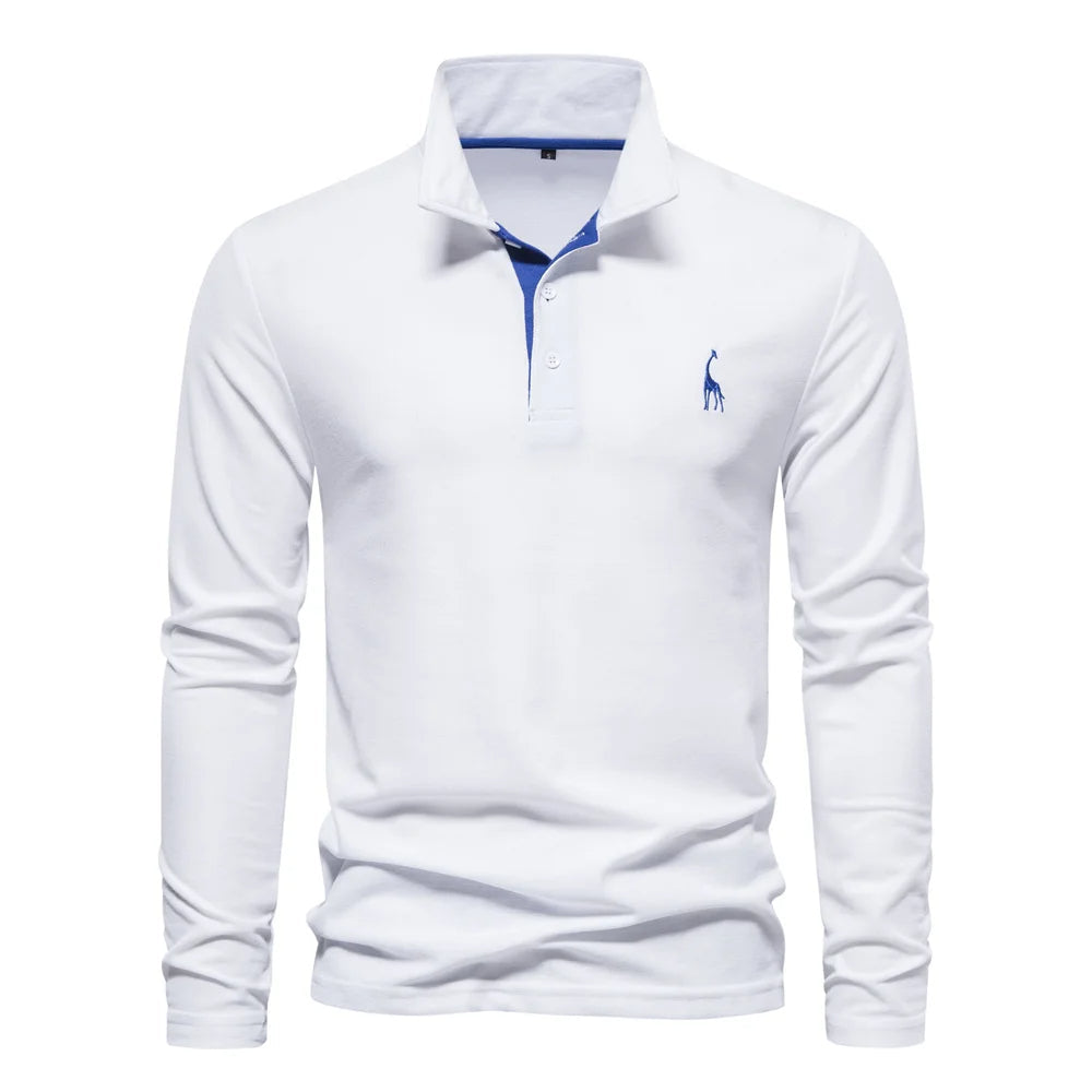 Men's Long Sleeve Polo Jumper Cotton Classic Collar