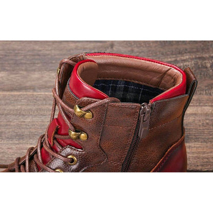 Men's Ankle Boots Lace-Up Cap Toe Brown Leather